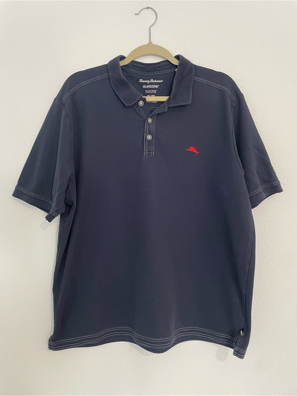 Tommy Bahama Navy Polo with Red Marlin Logo